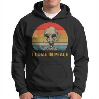 Vintage I Come In Peace Alien Smoking Hoodie | Mazezy
