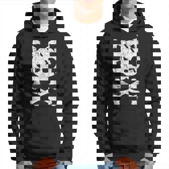 Vintage Pirate Cat Kitten Halloween Skull Cross Bones Halloween Funny Gifts Hoodie | Mazezy