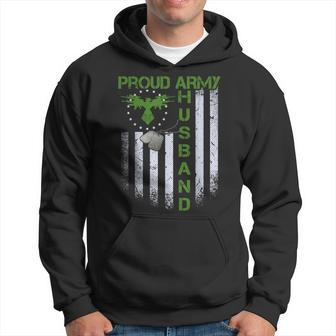 Vintage Retro Flag Proud Army Husband Dog Tags Military Gift Hoodie | Mazezy