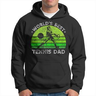 Vintage Retro Worlds Best Tennis Dad Silhouette Sunset Gift Hoodie | Mazezy