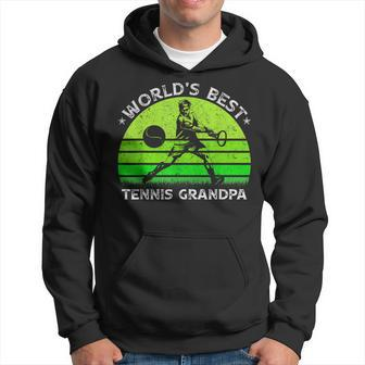 Vintage Retro Worlds Best Tennis Grandpa Silhouette Sunset Hoodie | Mazezy