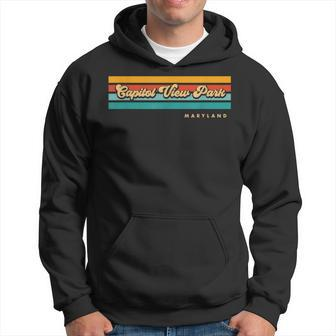 Vintage Sunset Stripes Capitol View Park Maryland Hoodie | Mazezy