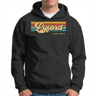 Vintage Sunset Stripes Lyford Indiana Hoodie | Mazezy