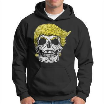 Vintage Trump Hair Skull Funny Halloween Graphic Halloween Funny Gifts Hoodie | Mazezy