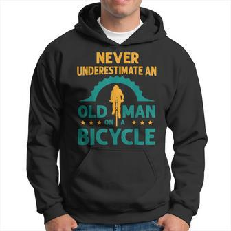 Vintage Never Underestimate An Old Man On A Bicycle Cycling Hoodie - Thegiftio UK