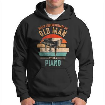 Vintage Never Underestimate An Old Man With A Piano Hoodie - Seseable