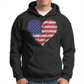 Vintage Usa Flag 4Th Of July Heart American Patriotic Hoodie | Mazezy