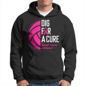 Volleyball Pink Out Dig For A Cure Breast Cancer Awareness Hoodie - Seseable