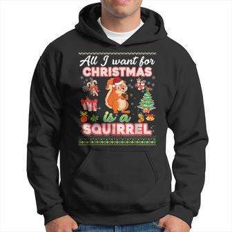 All I Want For Christmas Is A Squirrel Ugly Sweater Farmer Hoodie - Monsterry