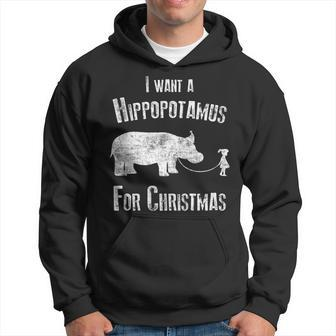 I Want A Hippopotamus For Christmas Hippo Xmas Season Pajama Hoodie | Mazezy