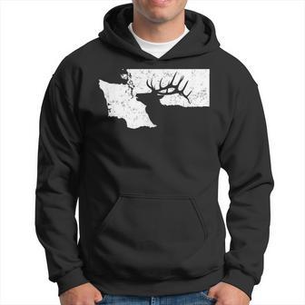 Washington Elk Hunting T Bull Elk State Shape Hoodie | Mazezy