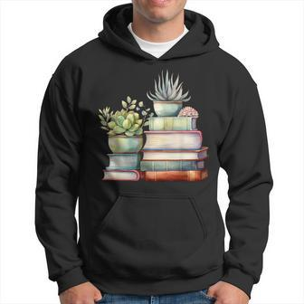 Watercolor Succulents And Books Hoodie | Mazezy