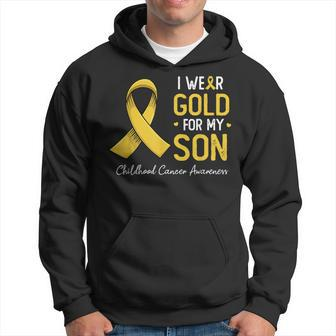 I Wear Gold For My Son Childhood Cancer Awareness Ribbon Hoodie - Seseable