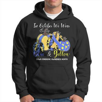 We Wear Yellow And Blue Pumpkins For Down Syndrome Awareness Hoodie - Seseable
