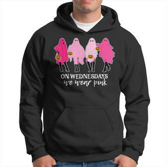 On Wednesday We Were Pink Ghost Breast Cancer Halloween Hoodie - Thegiftio UK