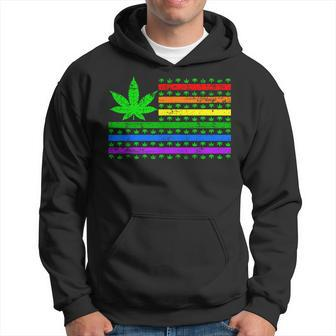 Weed Marijuana Cannabis Gay Lgbt Pride American Flag Trans Hoodie | Mazezy UK