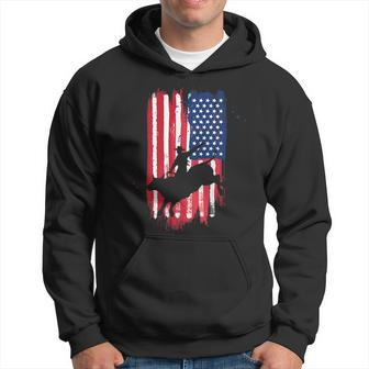 Western Bull Riding Rodeo Cowboy American Flag Patriotic Patriotic Funny Gifts Hoodie | Mazezy