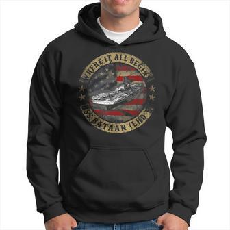 Where It All Begins Uss Bataan Lhd 5 Us Army Hoodie - Thegiftio UK