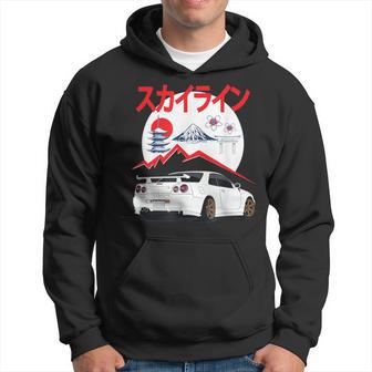White Gt R 34 Jdm Skyline Automotive Jdm Legend Tuning Car Hoodie - Thegiftio UK