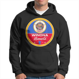 Winona Minnesota Mn State Flag Badge Hoodie | Mazezy