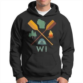 Wisconsin Camping Canoeing And Hiking Nature Hoodie | Mazezy