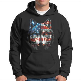 Wolf American Flag Usa 4Th Of July Patriotic Wolf Lover Patriotic Funny Gifts Hoodie | Mazezy