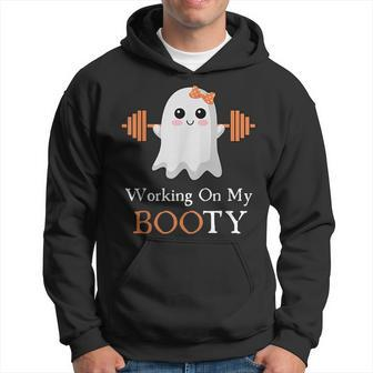 Working On My Booty Boo-Ty Halloween Gym Ghost Pun Hoodie - Seseable