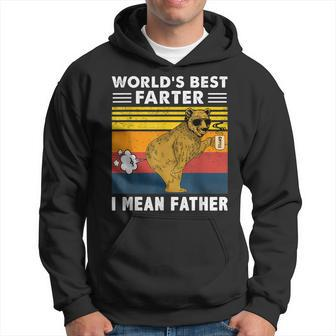 Worlds Best Farter I Mean Father Funny Bear Vintage Retro Hoodie | Mazezy