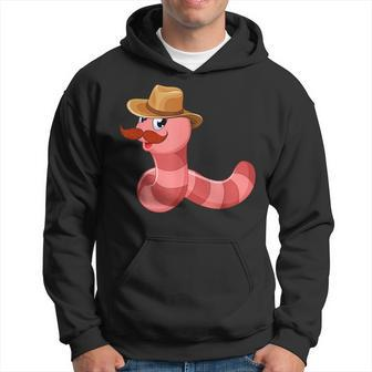 Worm With A Mustache Funny Worm With A Mustache Hoodie - Seseable