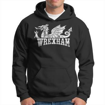 Wrexham Wales Football Soccer Welsh Red Dragon Retro Vintage Hoodie | Mazezy