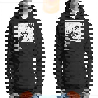 Wyoming Elk Hunting Bull Elk Wy State Shape Hoodie | Mazezy