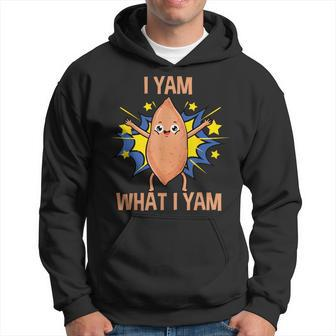 I Yam What I Yam Sweet Potato Thanksgiving Pun Hoodie | Mazezy