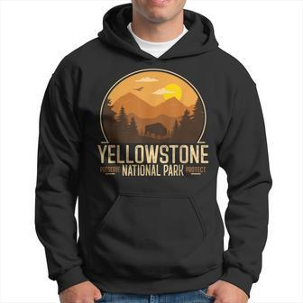 Yellowstone National Park Adventure Retro Vintage Hiking Hoodie | Mazezy