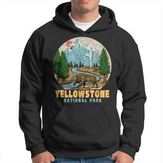 Yellowstone National Park Bison Retro Hiking Camping Outdoor Hoodie - Seseable
