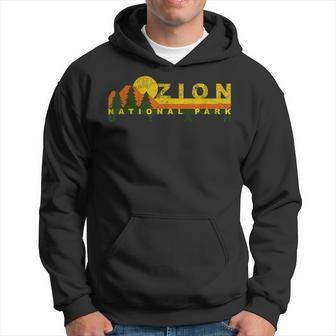 Zion National Park Sunny Mountain Treeline Hoodie | Mazezy