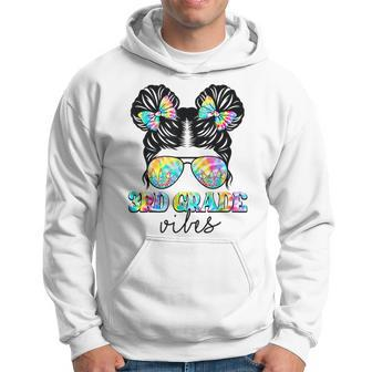 3Rd Grade Vibes Messy Hair Bun Girl Back To School First Day 3Rd Grade Funny Gifts Hoodie | Mazezy