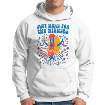 4Th Of July Groovy Hot Dog Im Just Here For The Wieners Hoodie - Thegiftio UK
