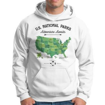 63 National Parks Map Us Park Retro Vintage Camping Hiking Hoodie - Seseable