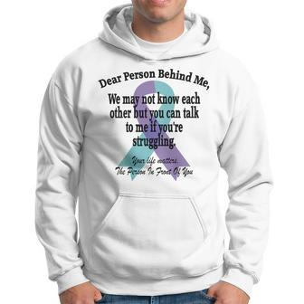 988 Suicide Prevention Awareness Dear Person Behind Me Suicide Funny Gifts Hoodie | Mazezy