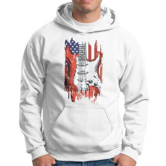 American Flag Guitar 4Th Of July Guitarist Usa Country Music Hoodie - Seseable