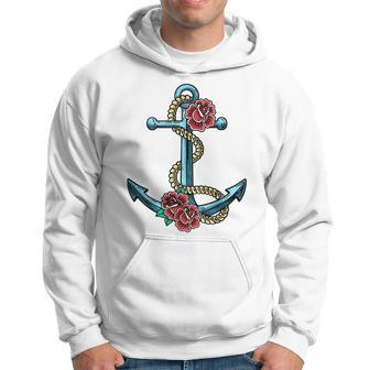 Anchor With Rope And Roses Vintage Tattoo Graphic Hoodie | Mazezy
