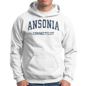 Ansonia Connecticut Ct Vintage Varsity Sports Navy Hoodie | Mazezy