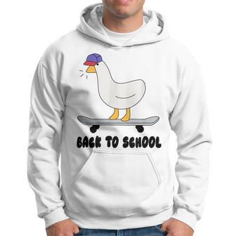 Back To School Cute Silly Goose Skateboard Funny Goose Funny Gifts Hoodie | Mazezy