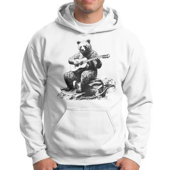 Bear Playing Acoustic Guitar Vintage Guitarist Music Lovers Guitar Funny Gifts Hoodie | Mazezy
