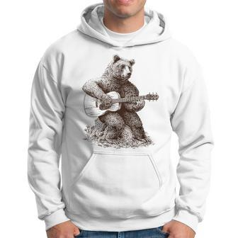 Bear Playing Guitar Players Music Gift Dad Rock N Roll Hoodie | Mazezy