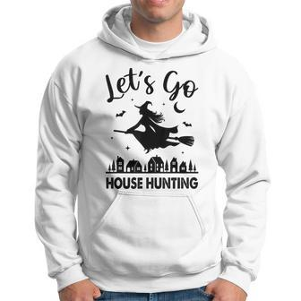 Beautiful Real Estate Witch Halloween Lets Go House Hunting Hoodie - Thegiftio UK