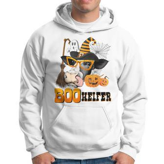 Boo Heifer Halloween Cow Farmer Pumpkin Hoodie - Monsterry