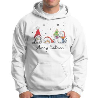 Cats With Santa Hat Merry Catmas Cat Lover Christmas Hoodie - Seseable
