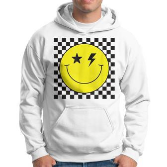 Checkered Lightning Eyes Yellow Smile Face Happy Face Hoodie - Seseable