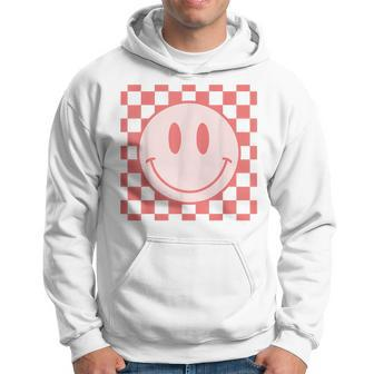 Checkered Pattern Smile Face Vintage Happy Face Red Retro Hoodie - Monsterry DE